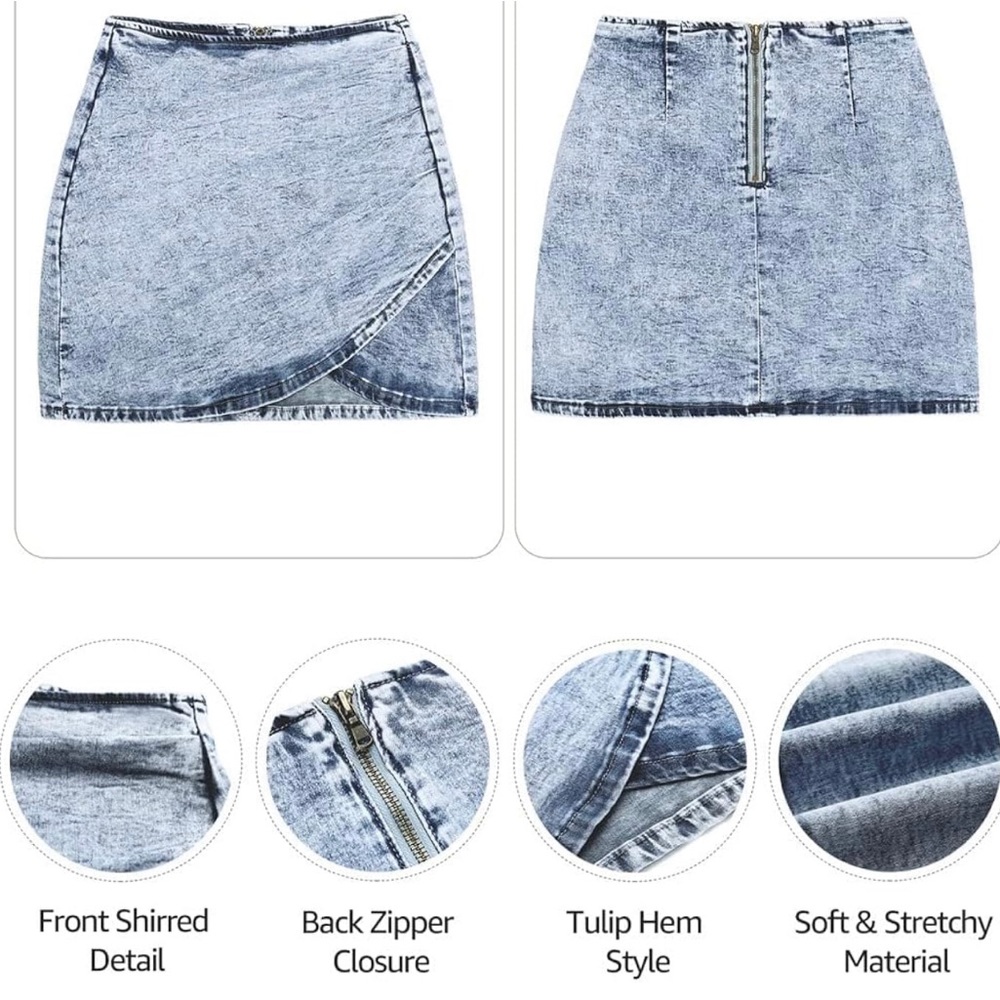 Acid Wash Denim Tulip Skirt